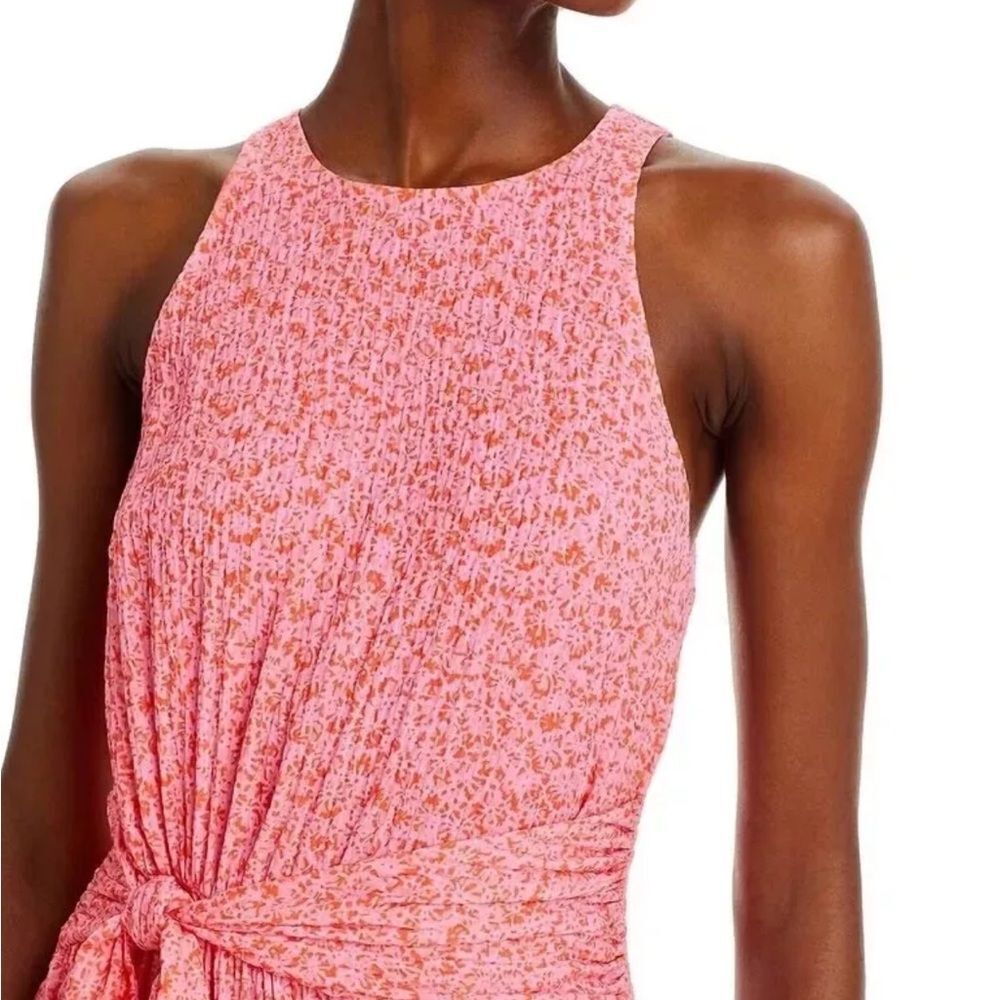 Cinq à Sept Womens Pink Lemonade Nelly Floral Tie Waist Tiered Midi Dress Sz 10 - Picture 4 of 10